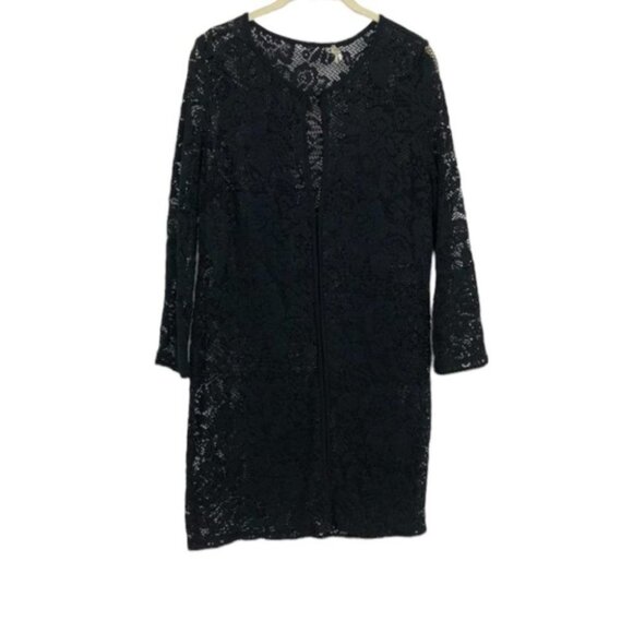 Shoshanna black lace 2/3 long sleeve keyhole  high neck SP - Picture 1 of 15